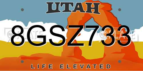 8GSZ733 Utah License Plate