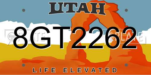 8GT2262 Utah License Plate