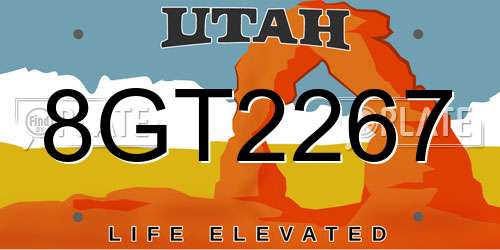 8GT2267 Utah License Plate