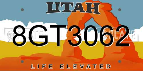 8GT3062 Utah License Plate