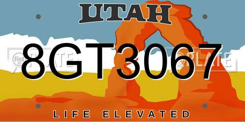 8GT3067 Utah License Plate