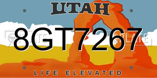8GT7267 Utah License Plate