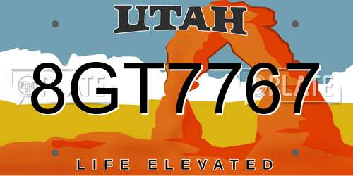 8GT7767 Utah License Plate
