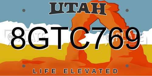 8GTC769 Utah License Plate