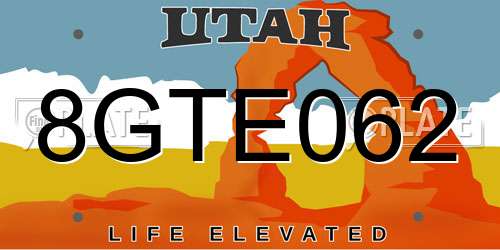 8GTE062 Utah License Plate