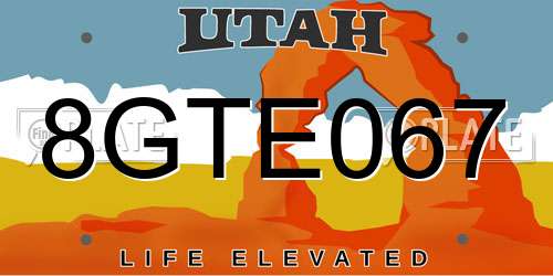 8GTE067 Utah License Plate