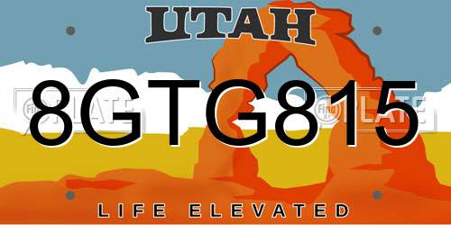 8GTG815 Utah License Plate