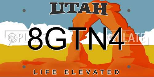 8GTN4 Utah License Plate