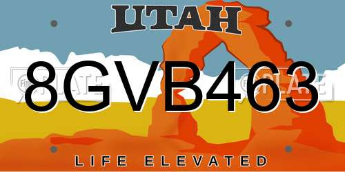 8GVB463 Utah License Plate