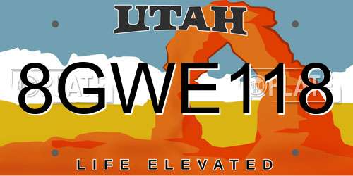 8GWE118 Utah License Plate