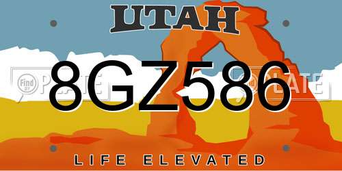 8GZ586 Utah License Plate