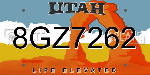 8GZ7262 Utah License Plate