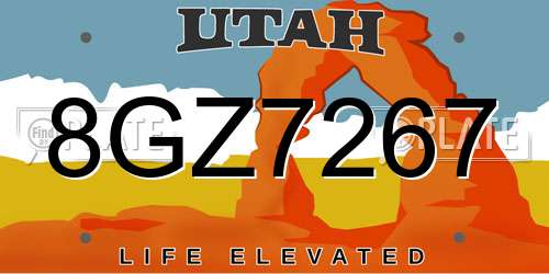 8GZ7267 Utah License Plate