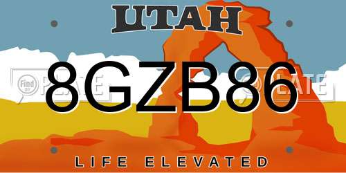 8GZB86 Utah License Plate