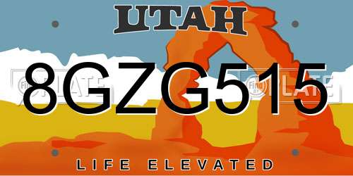 8GZG515 Utah License Plate