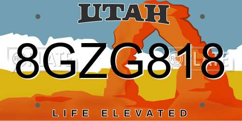 8GZG818 Utah License Plate