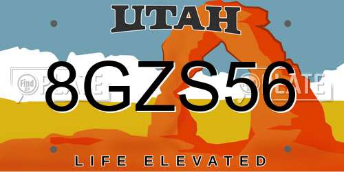 8GZS56 Utah License Plate