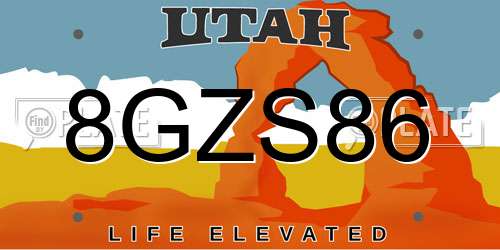 8GZS86 Utah License Plate