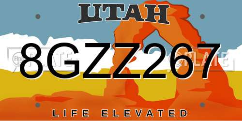 8GZZ267 Utah License Plate