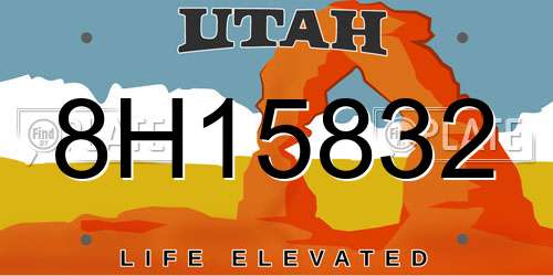 8H15832 Utah License Plate