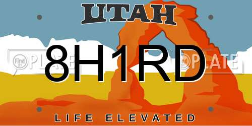 8H1RD Utah License Plate