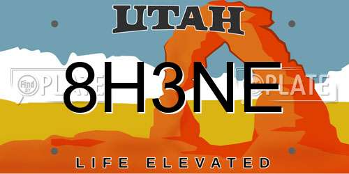 8H3NE Utah License Plate