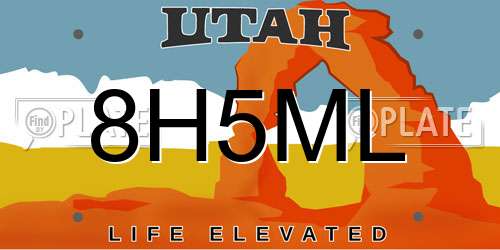 8H5ML Utah License Plate