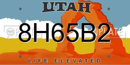8H65B2 Utah License Plate