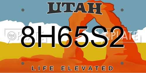 8H65S2 Utah License Plate