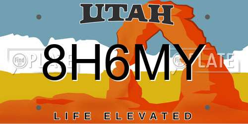 8H6MY Utah License Plate