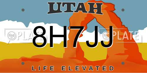 8H7JJ Utah License Plate