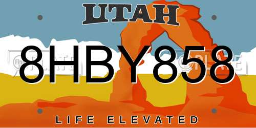 8HBY858 Utah License Plate