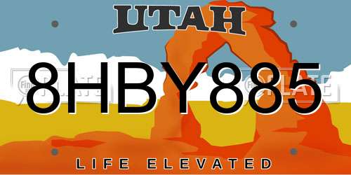 8HBY885 Utah License Plate