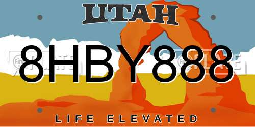 8HBY888 Utah License Plate