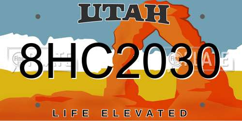 8HC2030 Utah License Plate