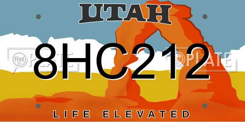 8HC212 Utah License Plate