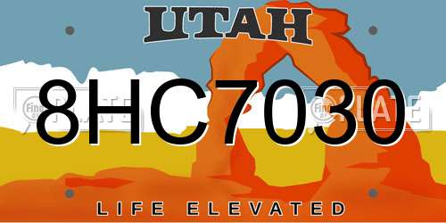 8HC7030 Utah License Plate