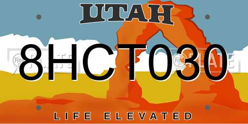 8HCT030 Utah License Plate