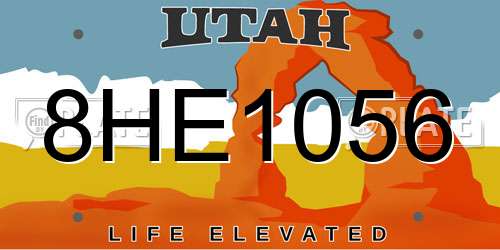8HE1056 Utah License Plate