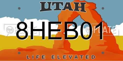 8HEB01 Utah License Plate