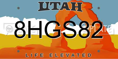 8HGS82 Utah License Plate
