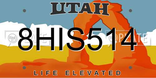 8HIS514 Utah License Plate