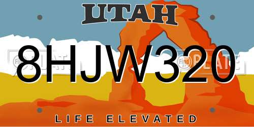 8HJW320 Utah License Plate