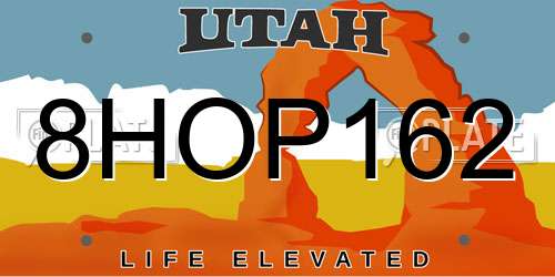 8HOP162 Utah License Plate
