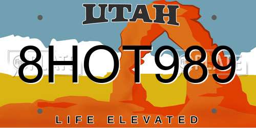 8HOT989 Utah License Plate
