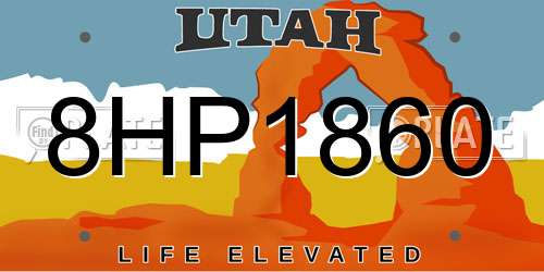 8HP1860 Utah License Plate