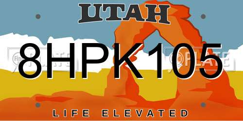 8HPK105 Utah License Plate