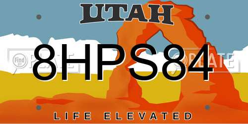 8HPS84 Utah License Plate