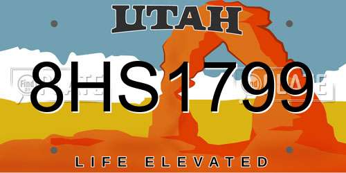 8HS1799 Utah License Plate