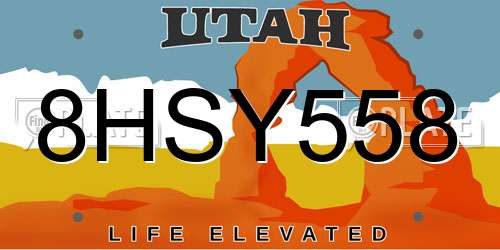 8HSY558 Utah License Plate